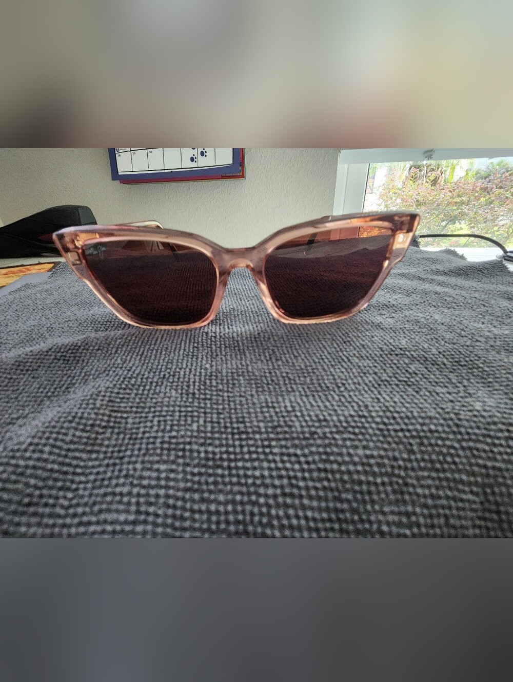 Women’s Pink Transparent Frame Sunglasses with Dark Lenses